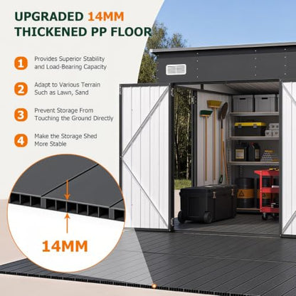 8'x10' Lean to Shed Metal Storage Shed with Floor