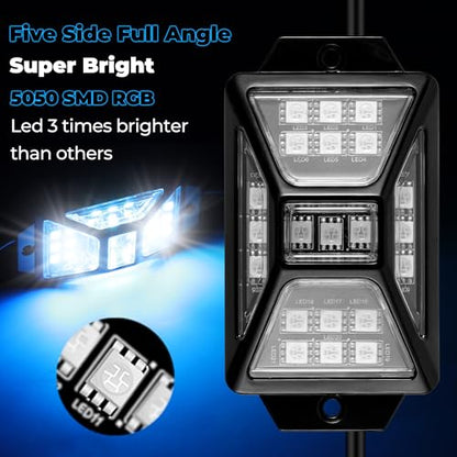 12 Pods 252 LEDs 5 Sides RGB Rock Lights for Truck (12 Count)