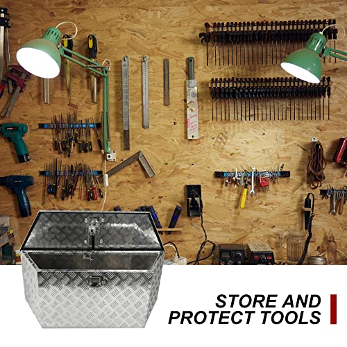 39 Inch Heavy Duty Aluminum Stripes Plated Tool Box Pick Up Truck Bed RV Trailer Tongue Toolbox Waterproof Storage Organizer with Lock and Keys