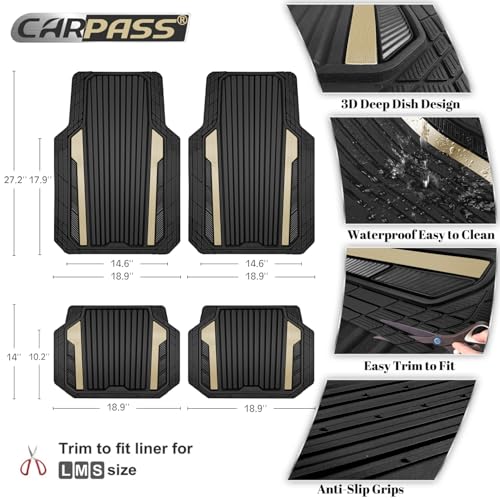 Heavy Duty Rubber Car Mats Metallic (4 Count)