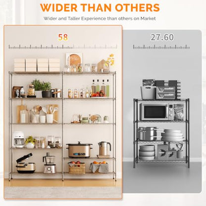70" W Storage Shelves 1600LBS Heavy Duty Metal Shelving (5 Count)
