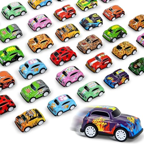 30 Mini Pull Back Cars for Kids Classroom Treasure Box Prizes (30 Count)