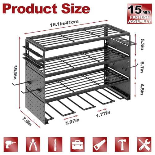 16" Metal Power Tool Organizer Wall Mount