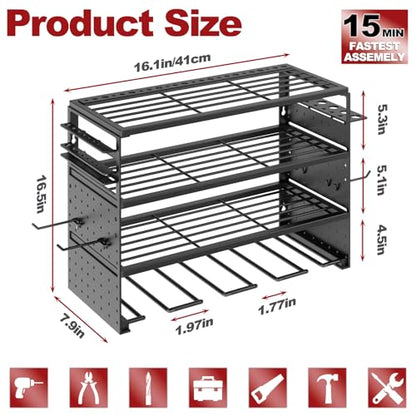 16" Metal Power Tool Organizer Wall Mount