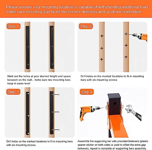 Wall Mount Wood Organizer and Lumber Storage Rack with 3