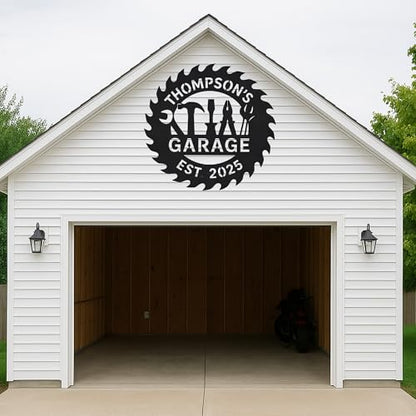 Custom Garage Workshop Metal Sign Personalized Tool Name Wall Art for Car Truck Mechanic Shop Decor Durable Steel Sign for Dad Husband Men’s Auto Workspace or Fence