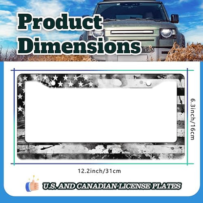 Vintage American Flag License Plate Frame Stainless Steel 6.3 X 12.2 Inch
