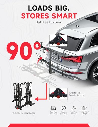 Young 4 Bike Rack Hitch Mount Platform Style Carrier for Cars Trucks SUVs Minivans with 2" Hitch Receiver (4 Count)