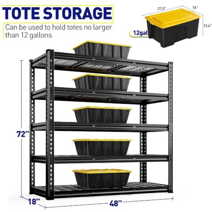 5 Tier Heavy Duty Metal Shelving for Garage Basement Warehouse