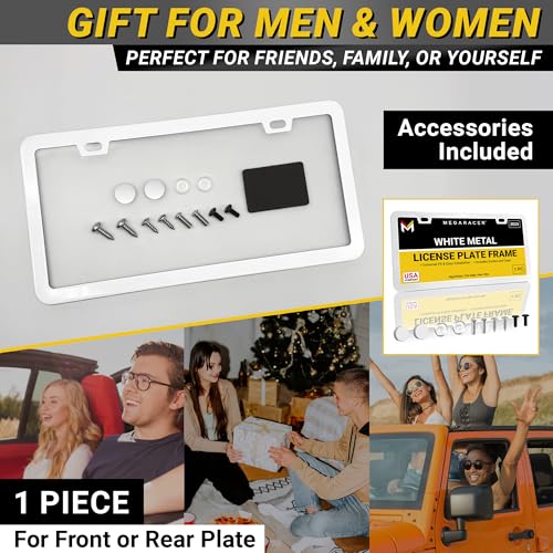 Premium Slim Gloss White License Plate Frame