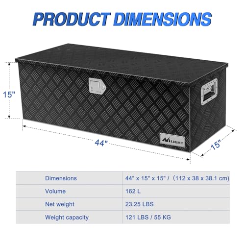 44 Inch Truck Tool Box Heavy Duty Aluminum Stripes Plated