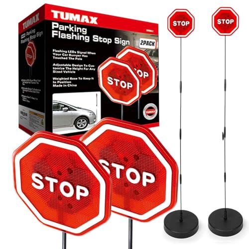 LED Stop Sign Garage Parking Assistant with Upgraded 5.2mm Rod and Reinforced ABS Sleeves (2 Count)