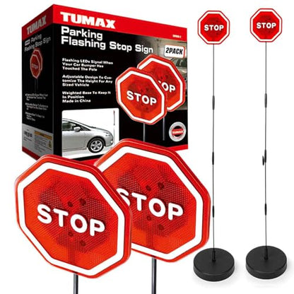 LED Stop Sign Garage Parking Assistant with Upgraded 5.2mm Rod and Reinforced ABS Sleeves (2 Count)