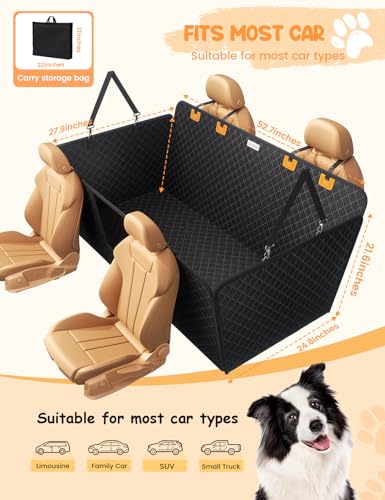 Dog Car Seat Cover for Back Seat with Hard Bottom for Car & SUV L