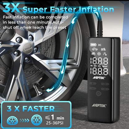Tire Inflator Portable Air Compressor Pressure Gauge Electric