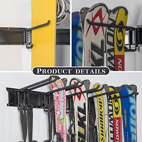 Garage Storage Organization System Ski Wall Rack Up to 10 Pairs
