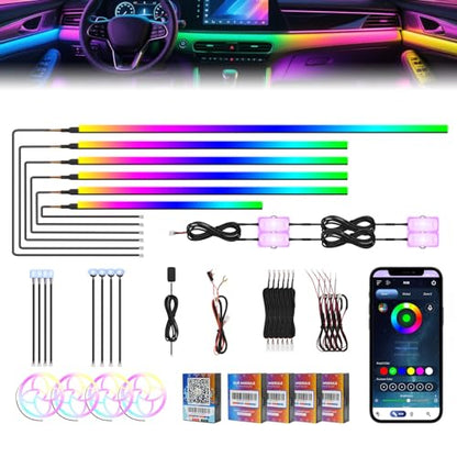 2026 Upgraded Car Ambient Lighting Kits Dreamcolor Acrylic Interior Car LED Strip Light with Wireless APP