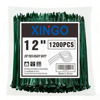 12 Inch Garden Green Zip Ties 1200 PCS (1200 Count)