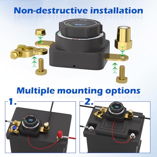 DC 5 80V Top Post Battery Disconnect Switch with Digital Voltmeter