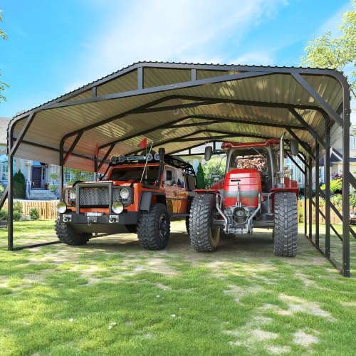 20X20 FT Heavy Duty Metal Carport Canopy with Triangle Frame Base