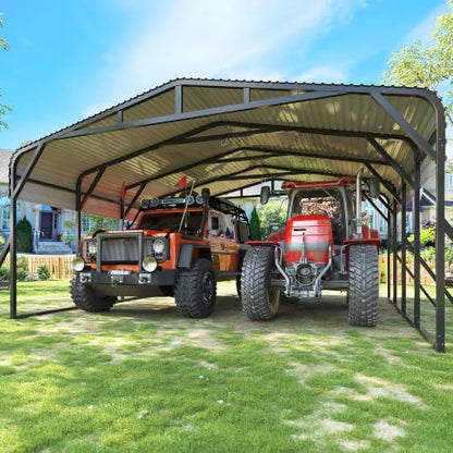 20X20 FT Heavy Duty Metal Carport Canopy with Triangle Frame Base