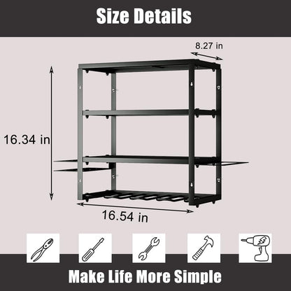 AZERPIAN Tool Organizer Heavy Duty Power Wall Mount for Drill and Cordless Tools Heavy Duty Rack for Garage Organization Workshop Pegboard (3 Layers 4 Slots)