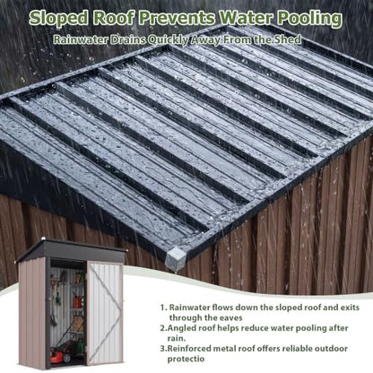 5x3 FT Outdoor Storage Shed with Sloping Roof