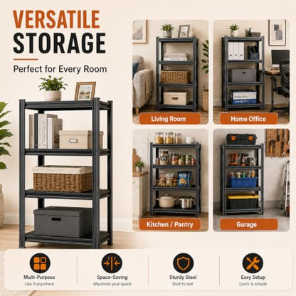 Metal Bookshelf 3 Tier Boltless Steel Bookcase Storage Shelf