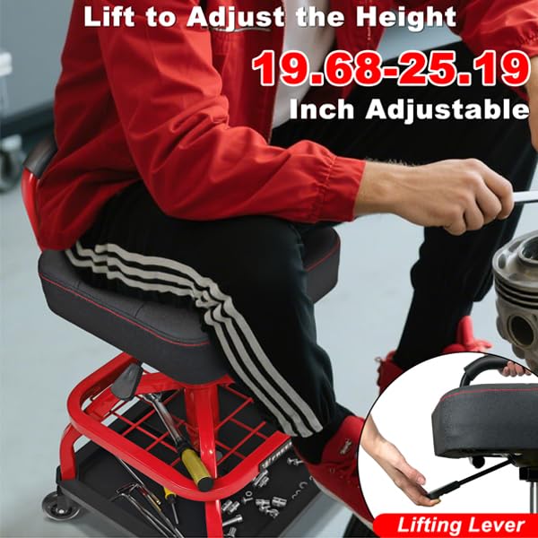 Rolling Shop Stool with Wheels