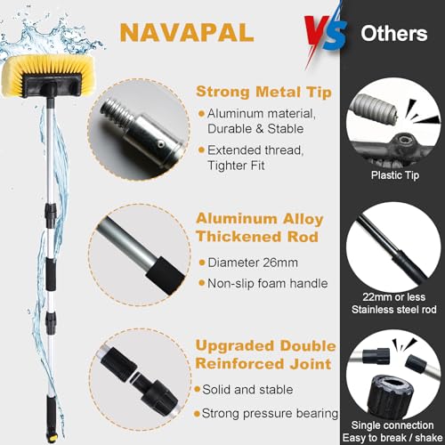 70" RV Wash Brush with Long Handle and 12" Soft Bristle Brush Head