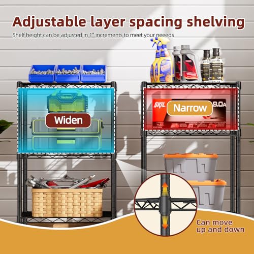 Small Wire 3 Adjustable Shelves Pantry Metal Shelf Floor Organizer