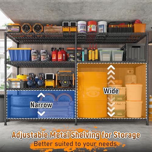 81.5''W Storage Shelves 3680LBS Garage Shelving Heavy Duty 4 Tier Metal Shelving Unit Adjustable Wire Shelf and Storage Pantry Shelves for Kitchen Garage (2 Count)