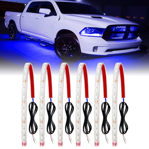 Blue 12V LED Strip Lights 32CM Waterproof for Car Boat Motorcycle Pack of 6 (6 Count)