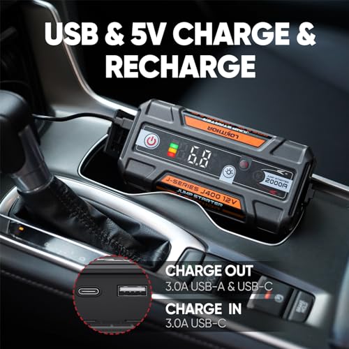 J400 Portable Jump Starter for Upto 8.0L Gas & 6.0L Diesel Engines