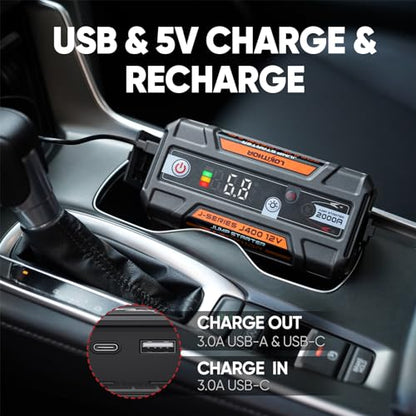 J400 Portable Jump Starter for Upto 8.0L Gas & 6.0L Diesel Engines