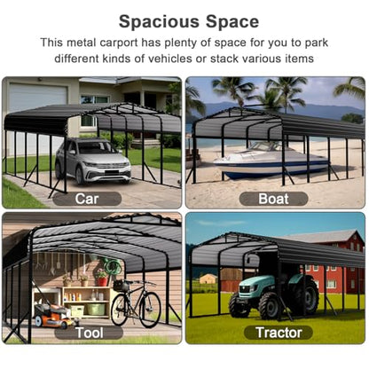 12x25FT Heavy Duty Metal Carport (693.09 Sq Ft)