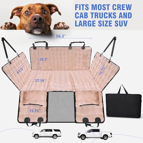 XL Hard Bottom Plush Furry Fuzzy Dog Seat Cover for Crew Cab Truck