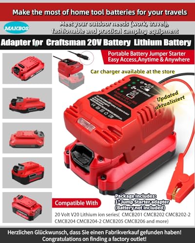 Car Jump Starter Adapter for Craftsman 20V Battery