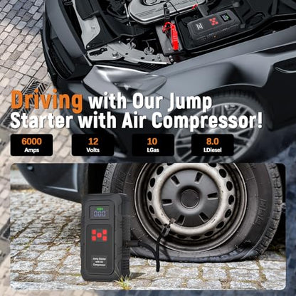 6000A Jump Starter with Air Compressor