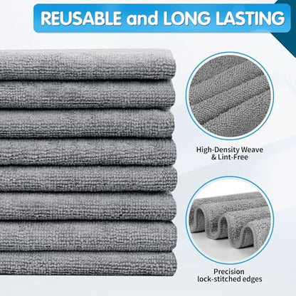 Grey Microfiber Cleaning Cloth (8 Count)
