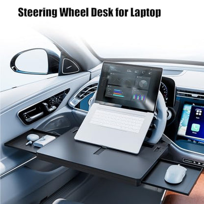 2 in 1 Large Steering Wheel Desk with Dual Slide