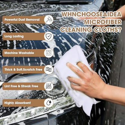30 Pcs 16 x 16 Inch Edgeless Microfiber Plush Towels for Cars Detailing Drying Wash Polishing Absorbent Cleaning Cloths (30 Count)