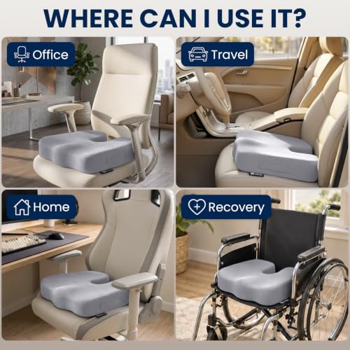 Seat Cushion Memory Foam Chair Cushion for Tailbone Pain Relief