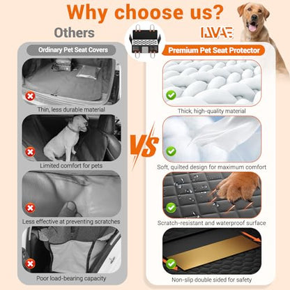 Hard Bottom Car Seat Cover for Dog swith Removable Soft Blankets