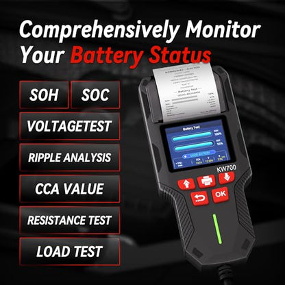KW700 Car Battery Tester with Printer 12V