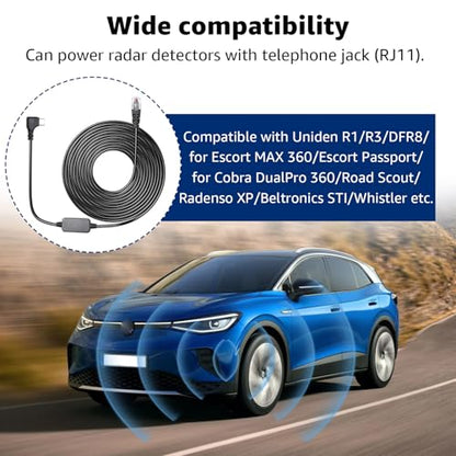 USB C to RJ11 Radar Detector Power Cable for Uniden Escort & More 13FT