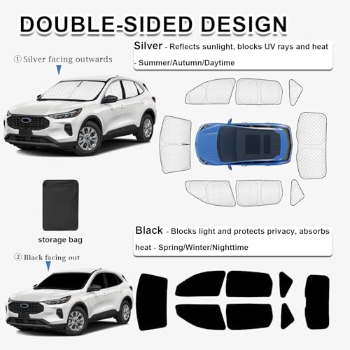 8pcs Thicken Sun Shades for Ford Escape 2020 (8 Count)