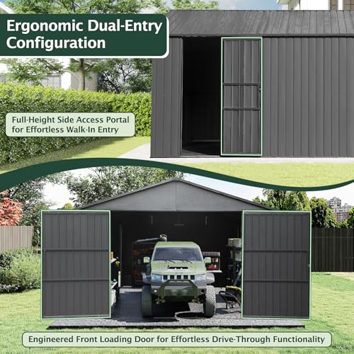 Domi 12'x25' Outdoor Metal Garage Shed