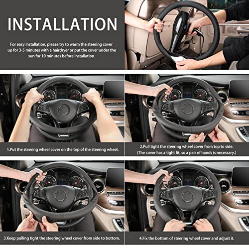 Breathable Car Steering Wheel Cover 15 inch Auto Universal Leather Wrap Non