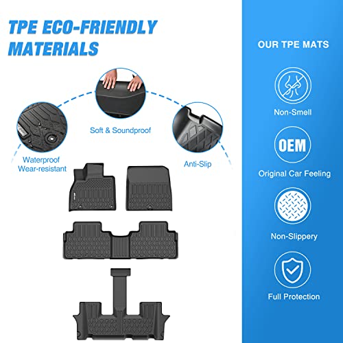 TPE Floor Mats for Kia Telluride with 2nd Bucket Seats